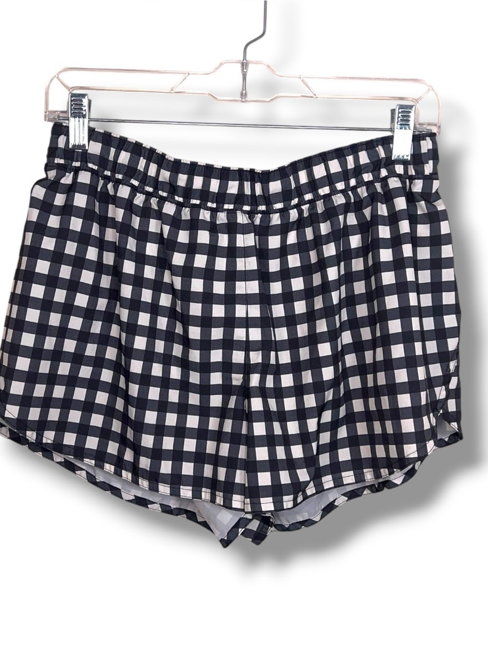 Medium Old Navy Black White Gingham Athletic Shorts Elastic Waist Lined